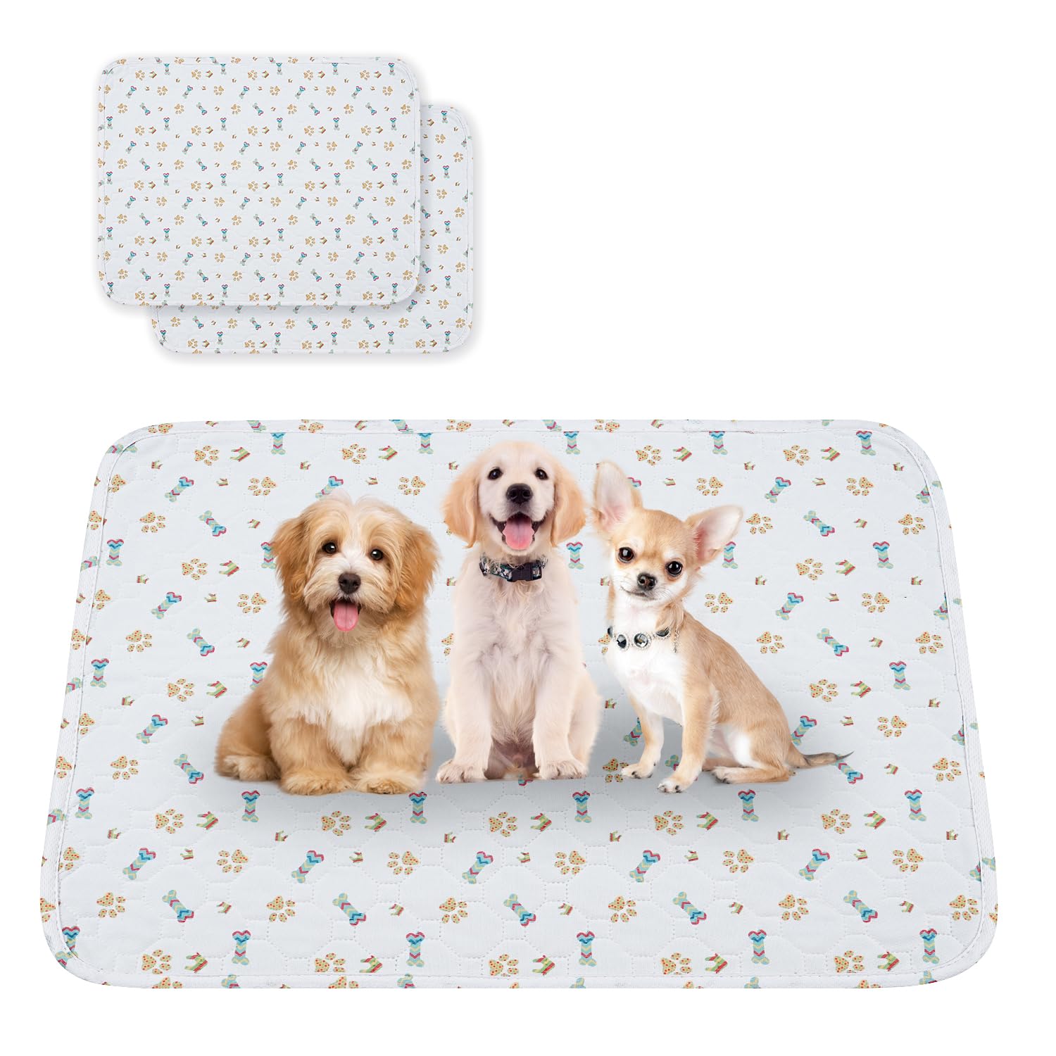 SweetBin Washable Dog Pee Pads 2-Pack Absorbent Reusable Puppy Pads Machine Washable Soft and Non-Slip Puppy Pads Waterproof and Leak-Proof Training Mats Perfect for Crate Sofa Playpen Bed