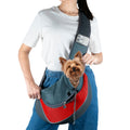 Dury Dog Backpack Carrier - Adjustable Shoulder Strap Dog Carriers for Small Dogs Breathable Dog Sling Carrier Dog Travel Bag with Phone Pocket (Red)