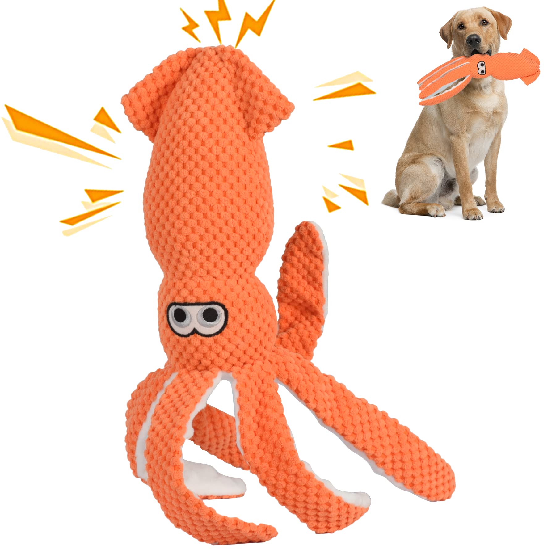 JollyPup Cartoon Squid Squeaky Toy for Dogs